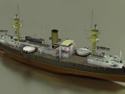 Battleship Aquidaban Low-poly 3D model
