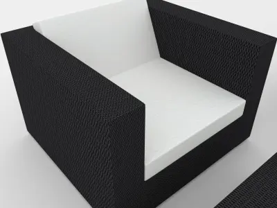 Wicker-Leather Outdoor Furniture Low-poly 3D model