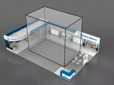15mtr x10mtr expo stall 2side open Exhibition Stand Free low-poly 3D model
