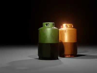 Gas Bottle with regulator 3D model Free low-poly 3D model