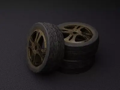 Muddy Tyre Low-poly 3D model