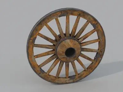 Wagon Wheel1 Low-poly 3D model