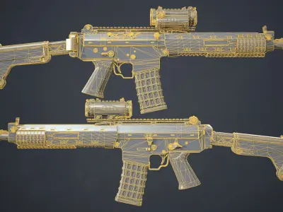 PBR Swedish Ak5C and Aimpoint CS Low-poly 3D model