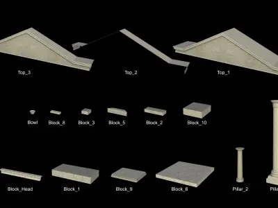 Temple Parts Pack Low-poly 3D model