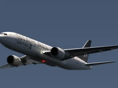 ANIMATED Boeing 777-200ER - United Airlines Star Alliance Livery 3D model
