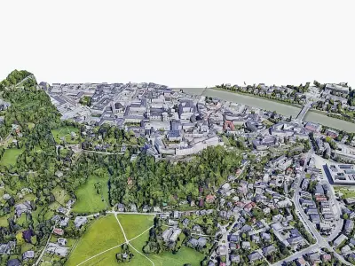 Hohensalzburg Fortress-castle Low-poly 3D model