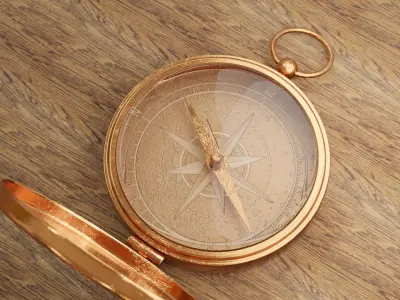 Vintage Old Antique High-poly Compass 3d Model and texture 3D model