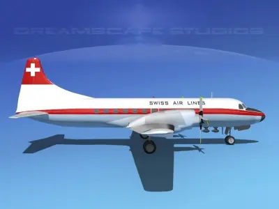 Convair CV-580 Swissair 3D model