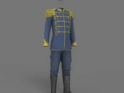 Vintage Military Uniform Game Ready Low-poly 3D model