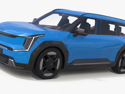 KIA EV9 SUV Ocean Blue 3D model