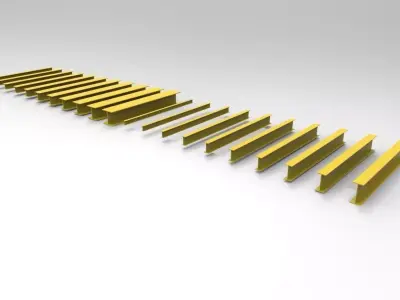 Steel Sections Collection HEA and IPE Low-poly 3D model