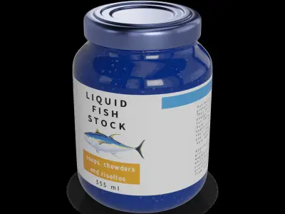 Broths and stock cubes Fish Stock Low-poly 3D model