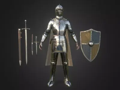 Ancient Sword and Shield Knights Low-poly 3D model