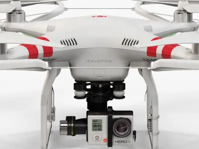 DJI Phantom 2 Quadcopter with Prop Guard and GoPro HERO3 Low-poly 3D model