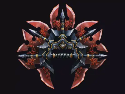 Cross Shuriken War Fan Cutting Japanese Asian Edged Weapon 4 Low-poly 3D model