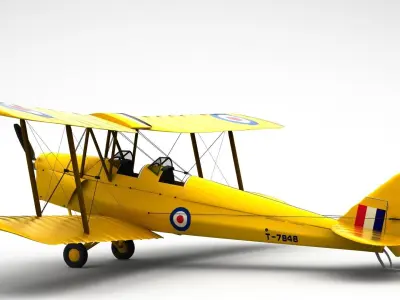 De Haviland 82A Tiger Moth Low-poly 3D model