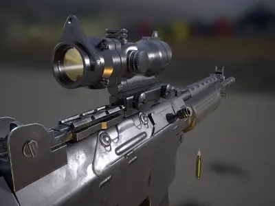 FN Style NATO Rifle with Scope Low-poly 3D model