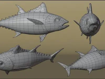 Bluefin Tuna Fish low poly Low-poly 3D model