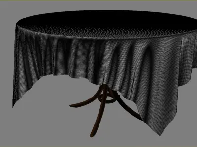 Table with simulated cloth 3D model