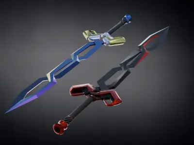 Wattled sword Low-poly 3D model