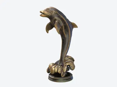 Dolphin Sculpture Low-poly 3D model