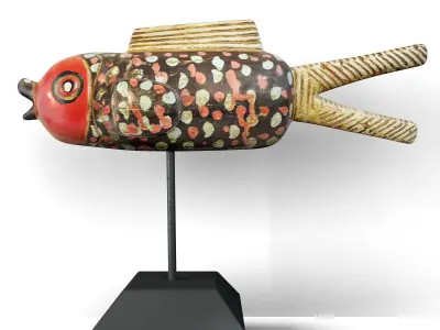 Mali Wood Bozo Fish Puppet 1 3D model