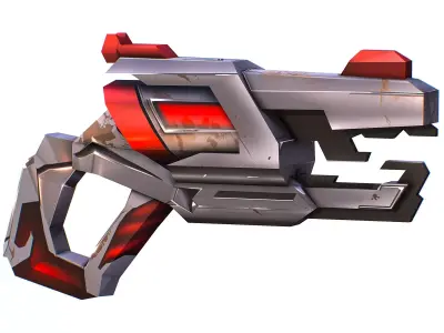 LowPoly Sci-Fi Cartoon Pistol Gun Low-poly 3D model