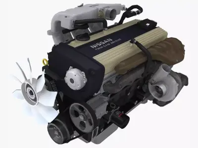 Nissan RB20DET engine Low-poly 3D model