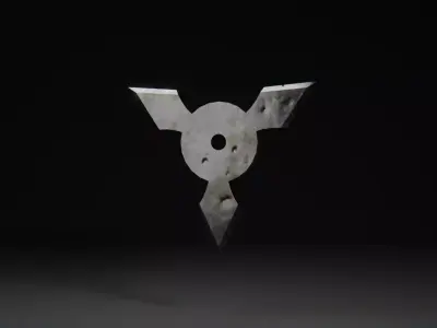 Futuristic Triple-Blade Shuriken Game-Ready 3D Model Free low-poly 3D model