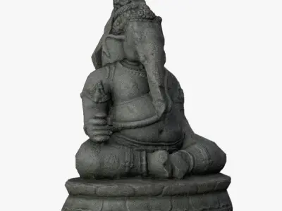 Low Poly PBR Ganesha Statue Low-poly 3D model