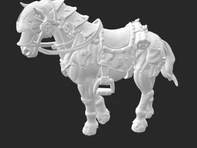 Horse with saddle 4 3D model