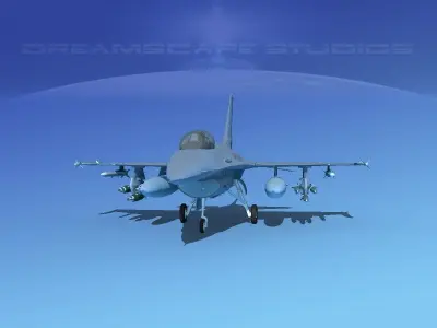 Gen Dyn F-16A Falcon Bare Metal 3D model