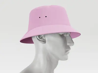 Bucket Hat - Pink PBR 4K Low-poly 3D model