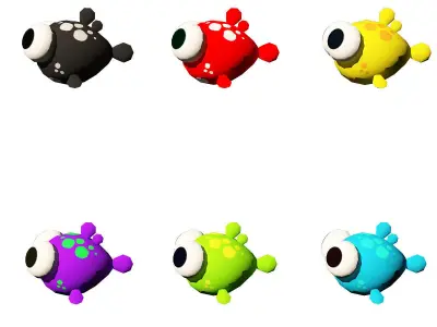 cartoon characters and fishes 3d model pack Low-poly 3D model