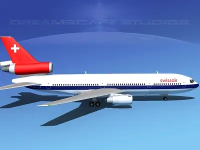Douglas DC-10 Swissair 3D model