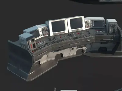Future sci-fi interstellar early stage computer console 3D model