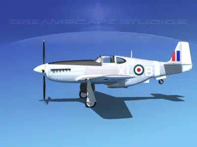 North American Mustang X RAF V08 3D model