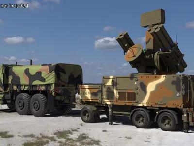 Truck with Trailer Air Defense Missile Complex 3D model
