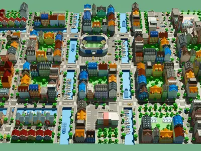 City 1 Low-poly 3D model