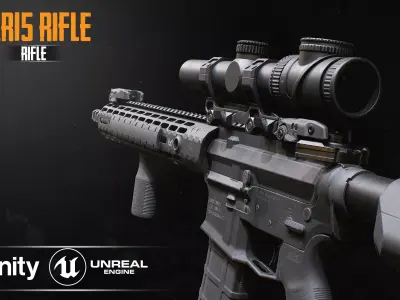 Ar15 AAA 3D Model Game Asset For FPS Low-poly 3D model