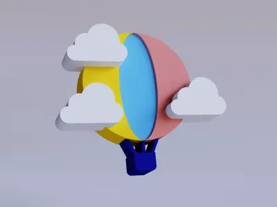 hot air balloon icon in 3d icon or 3d illustration Free 3D model