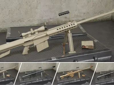 M82 Barrett Game Ready 5 Textures Low-poly 3D model Low-poly 3D model