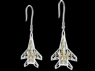 The ghost of Kyiv Mig 29 Ukaine jewelry earring 3D print model