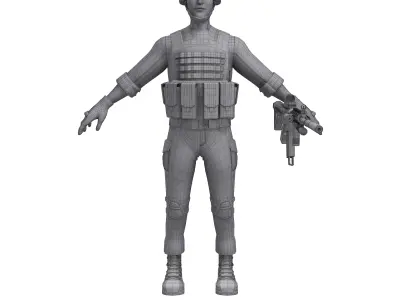 3D Soldier with rifle 3D model