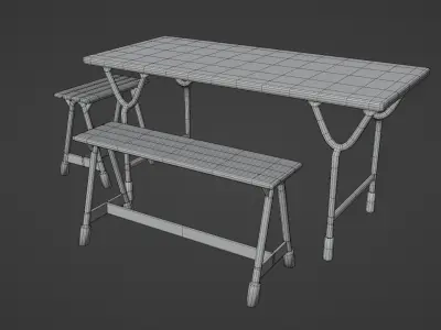 Outdoor table picnic Free low-poly 3D model