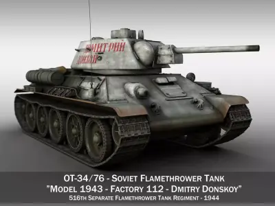 OT-34-76 - Soviet Flamethrower Tank - DD 3D model
