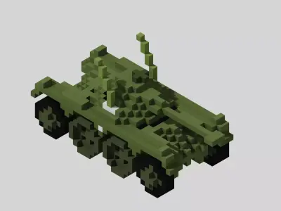 Panhard EBR Tank Voxel Low-poly 3D model