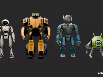 Cartoon Robots 3D Model 3D model