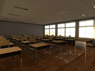 Based - Anime School Room 3D Model - V1 - Source model Free 3D model