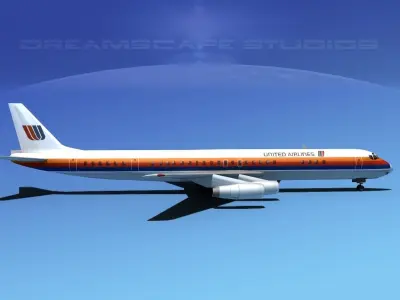 Douglas DC-8-63 United 2 3D model